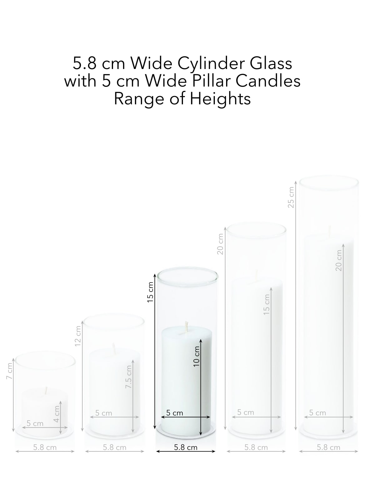 White 5cm x 10cm Pillar in 5.8cm x 15cm Glass Pack of 1