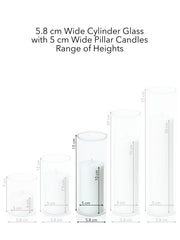 White 5cm x 10cm Pillar in 5.8cm x 15cm Glass Pack of 1