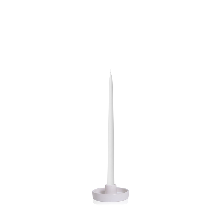 White 35cm Taper Candles with Medium White Amara Ceramic Holders - Set of 12 Pack of 12