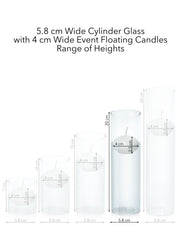 White 4cm Event Floating Candle in 5.8cm x 20cm Glass Pack of 1