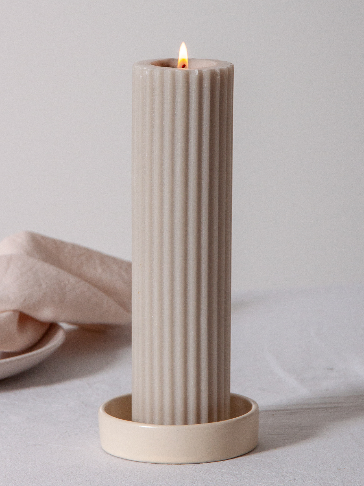 Alabaster Zara Ceramic Pillar Candle Holder - Small Pack of 1