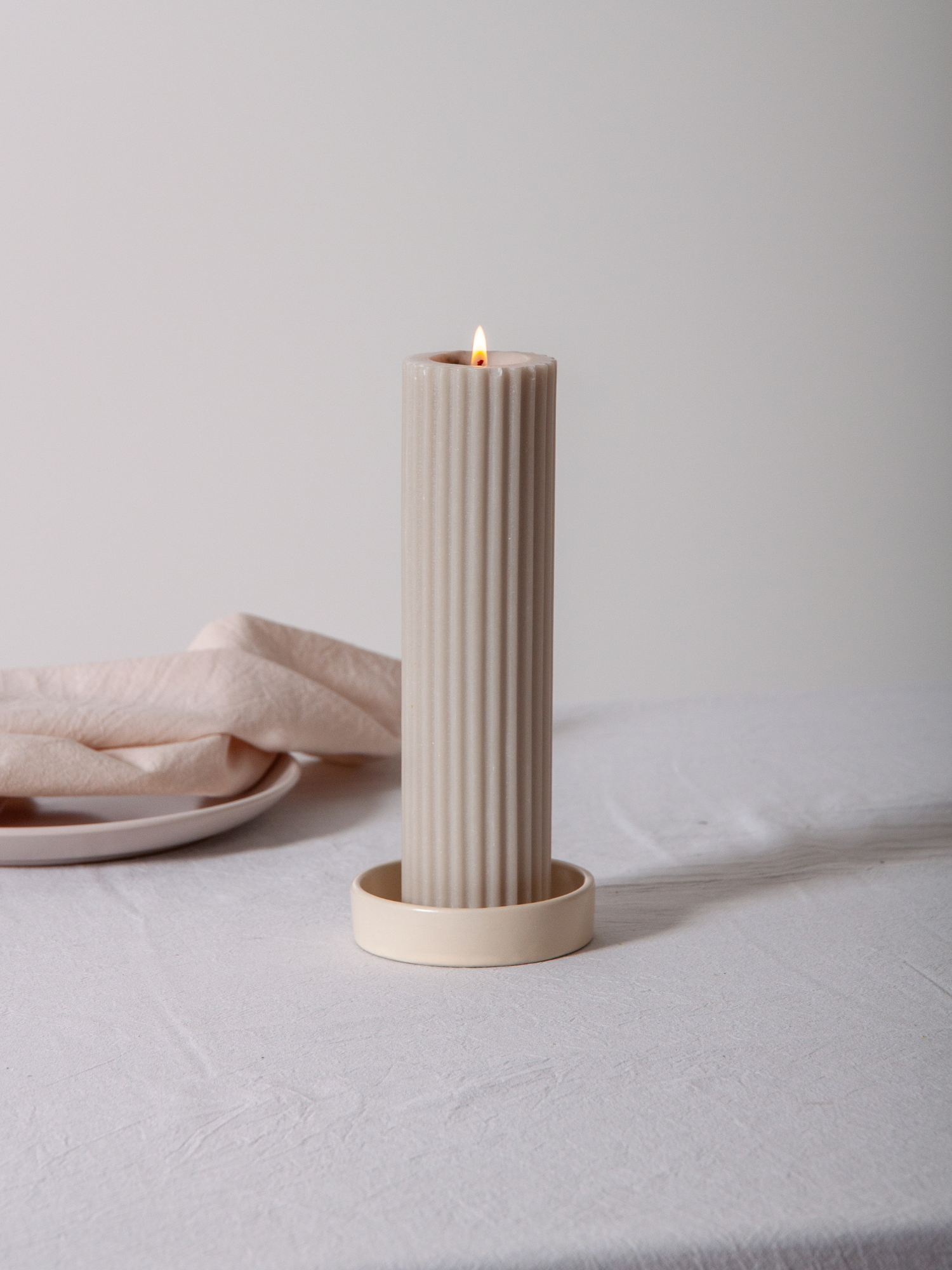 Alabaster Zara Ceramic Pillar Candle Holder - Small Pack of 1