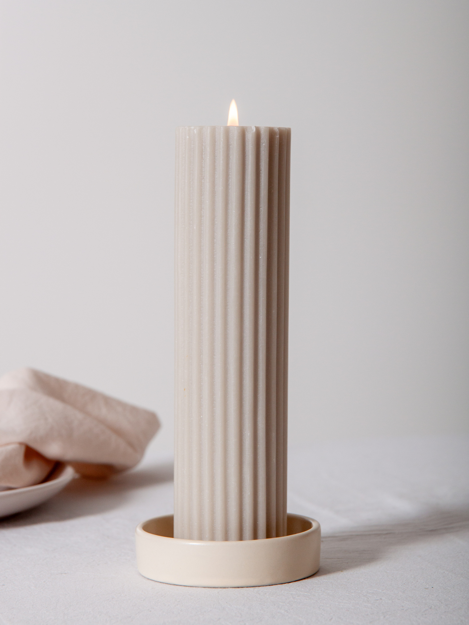 Alabaster Zara Ceramic Pillar Candle Holder - Small Pack of 1