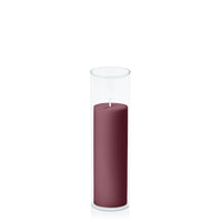 Burgundy 5cm x 15cm Pillar in 5.8cm x 20cm Glass