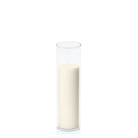 Ivory 5cm x 15cm Pillar in 5.8cm x 20cm Glass