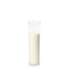 Ivory 5cm x 15cm Pillar in 5.8cm x 20cm Glass Pack of 1