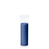Navy 5cm x 15cm Pillar in 5.8cm x 20cm Glass