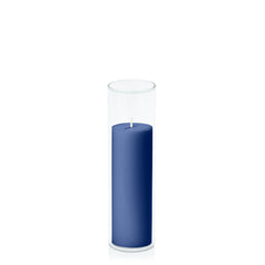 Navy 5cm x 15cm Pillar in 5.8cm x 20cm Glass Pack of 1