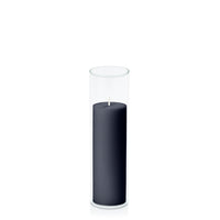 Steel Blue 5cm x 15cm Pillar in 5.8cm x 20cm Glass