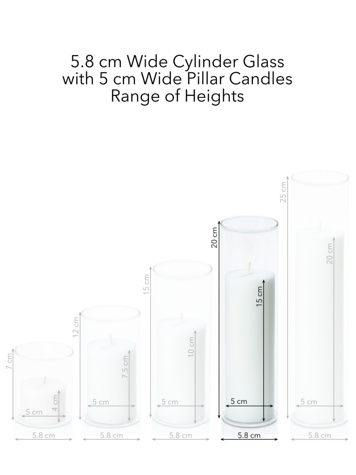 Watermelon 5cm x 15cm Pillar in 5.8cm x 20cm Glass Pack of 1