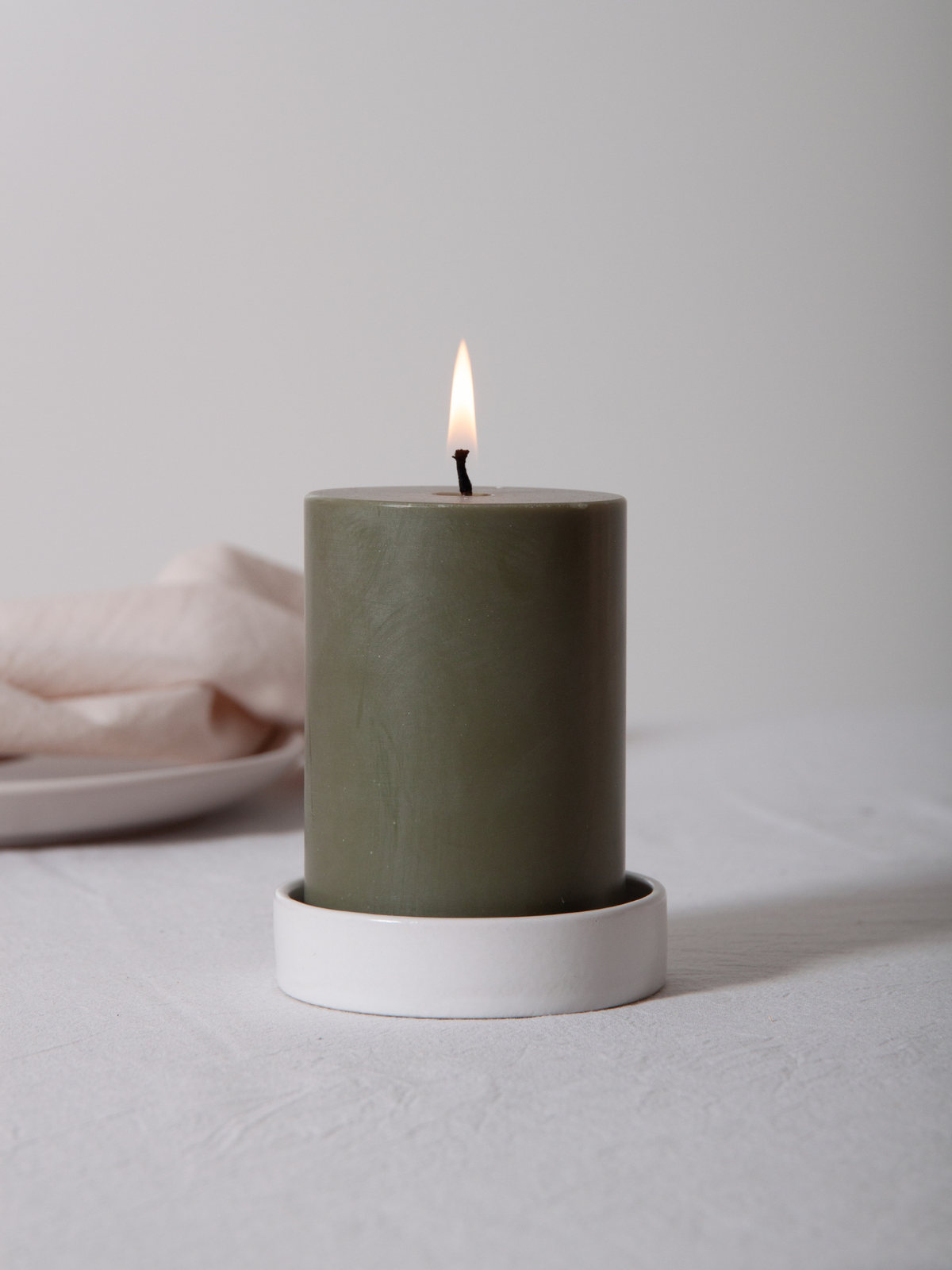Lace Zara Ceramic Pillar Candle Holder - Small Pack of 1