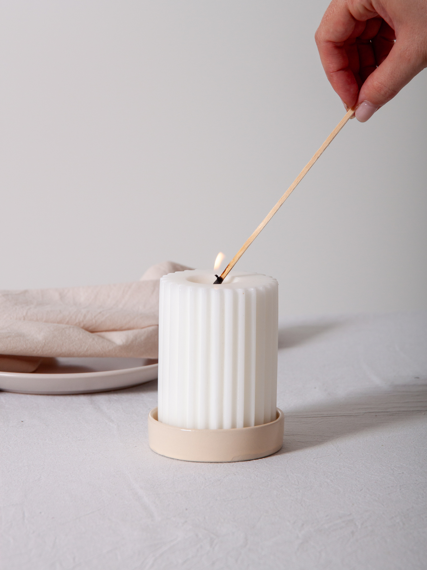 Macaron Zara Ceramic Pillar Candle Holder - Small Pack of 1