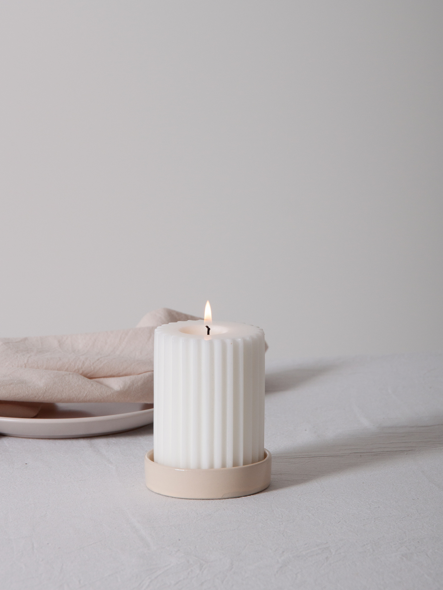 Macaron Zara Ceramic Pillar Candle Holder - Small Pack of 1