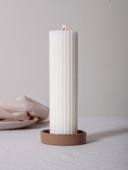 Mocha Zara Ceramic Pillar Candle Holder - Small Pack of 1