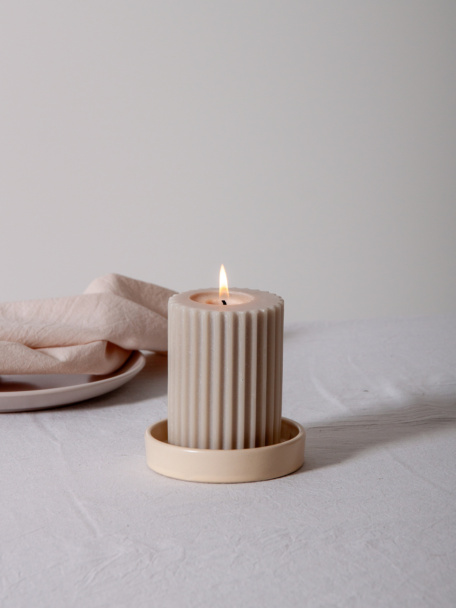 Alabaster Zara Ceramic Pillar Candle Holder - Medium Pack of 1