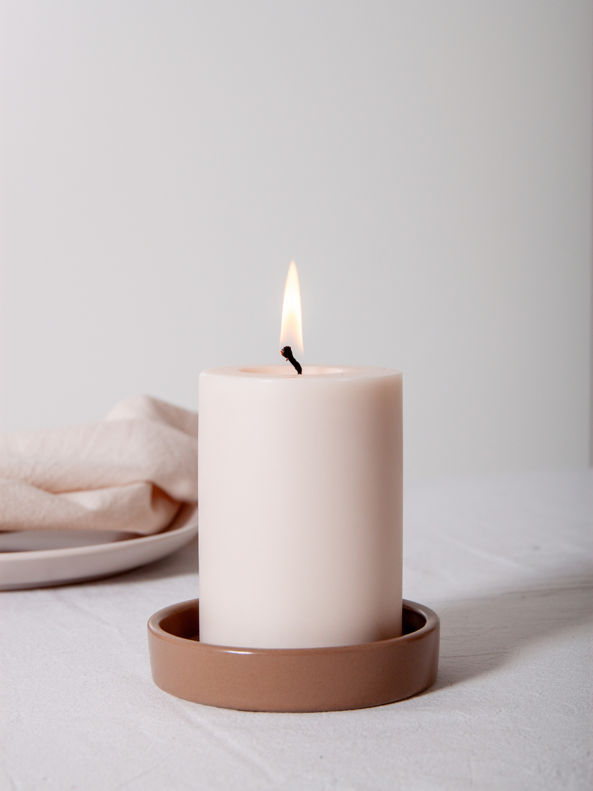 Mocha Zara Ceramic Pillar Candle Holder - Medium Pack of 1