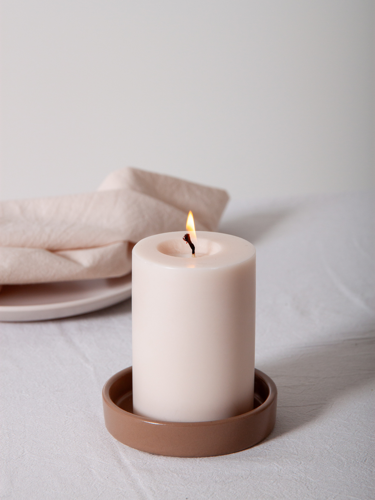 Mocha Zara Ceramic Pillar Candle Holder - Medium Pack of 1