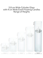 White 4cm Event Floating Candle in 5.8cm x 25cm Glass Pack of 1