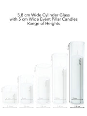 White 5cm x 20cm Event Pillar in 5.8cm x 25cm Glass Pack of 1
