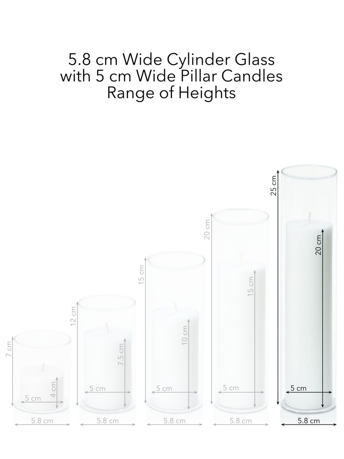 Capri 5cm x 20cm Pillar in 5.8cm x 25cm Glass