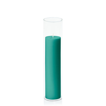 Emerald Green 5cm x 20cm Pillar in 5.8cm x 25cm Glass Pack of 1
