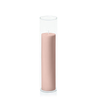 Heritage Rose 5cm x 20cm Pillar in 5.8cm x 25cm Glass