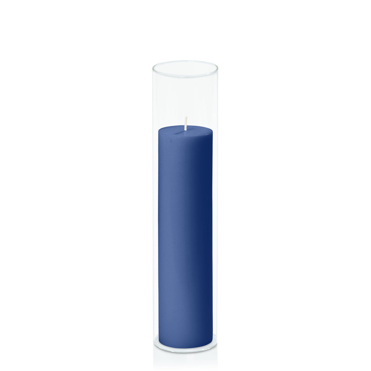Navy 5cm x 20cm Pillar in 5.8cm x 25cm Glass Pack of 1