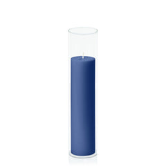 Navy 5cm x 20cm Pillar in 5.8cm x 25cm Glass Pack of 1