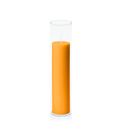 Orange 5cm x 20cm Pillar in 5.8cm x 25cm Glass Pack of 1