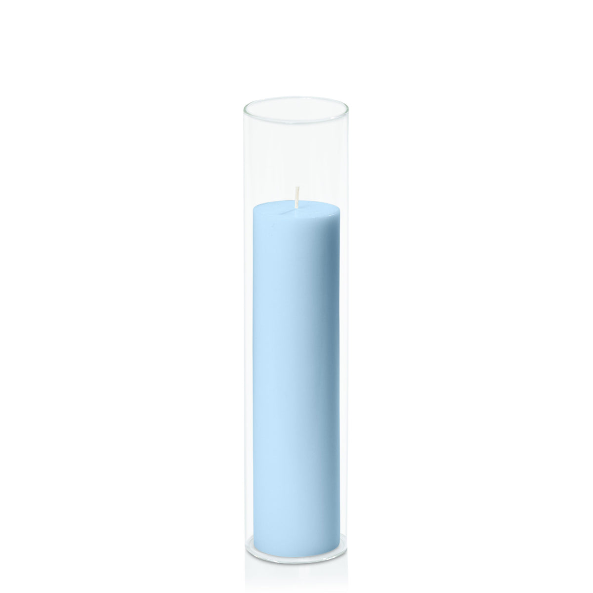 Pastel Blue 5cm x 20cm Pillar in 5.8cm x 25cm Glass Pack of 1