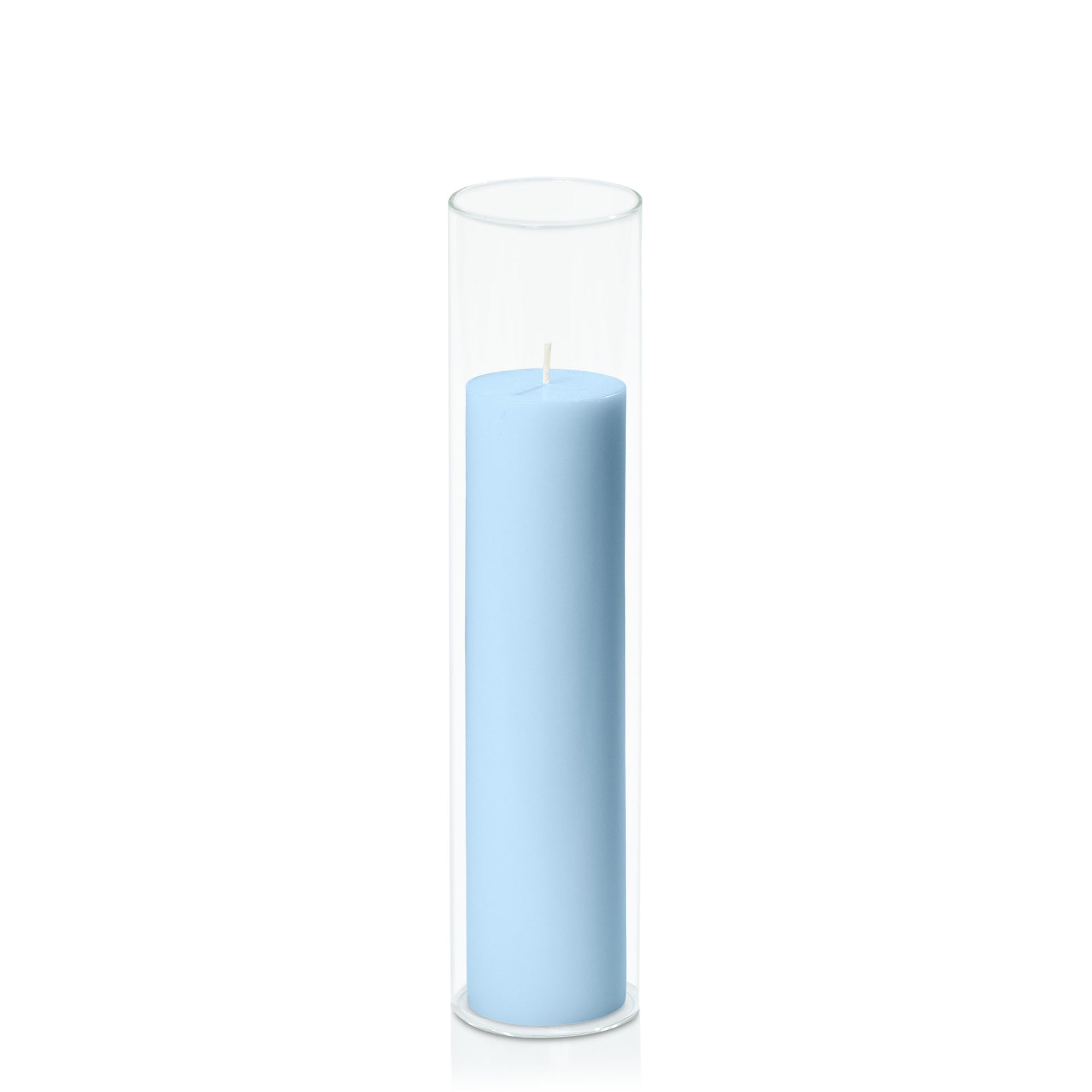 Pastel Blue 5cm x 20cm Pillar in 5.8cm x 25cm Glass Pack of 1