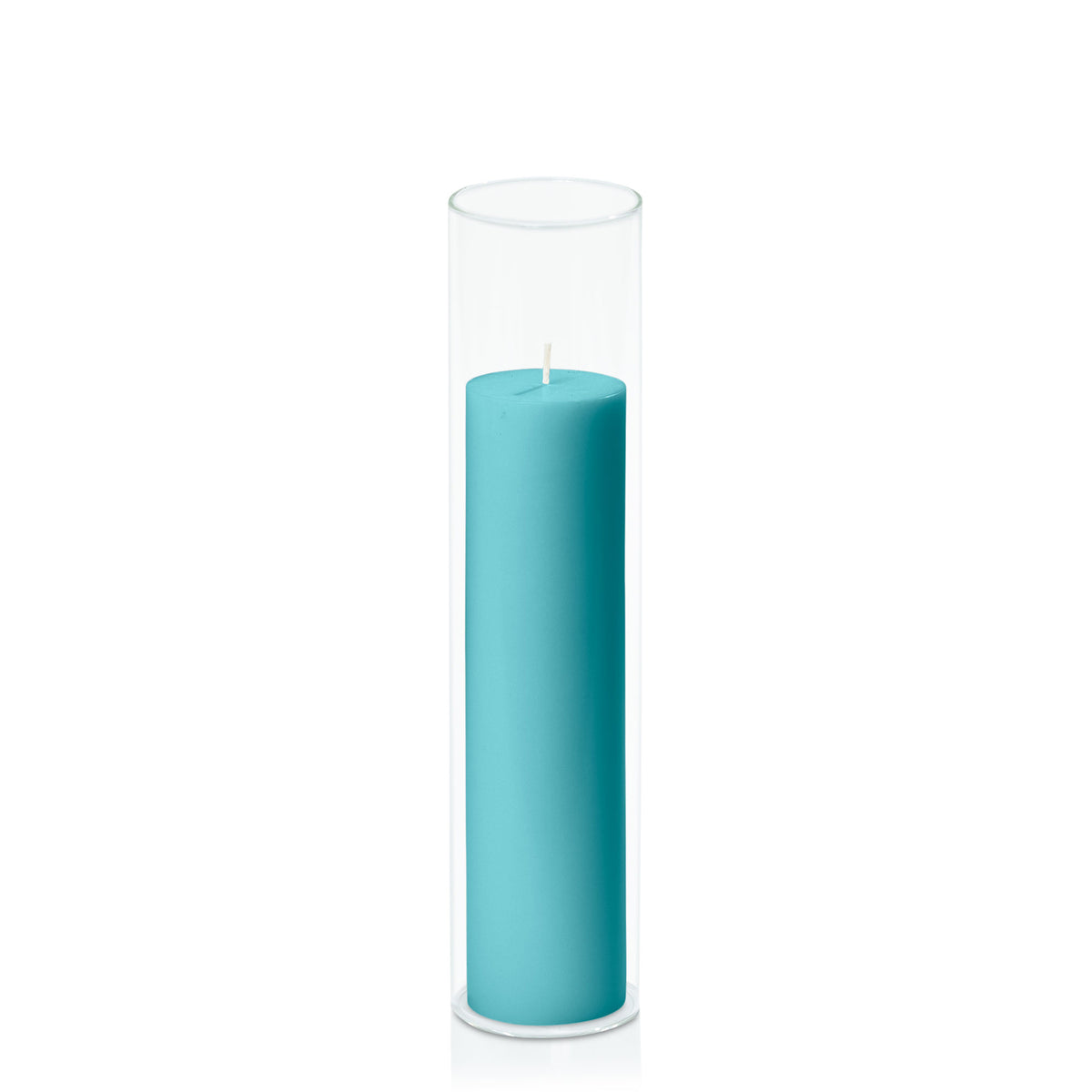 Teal 5cm x 20cm Pillar in 5.8cm x 25cm Glass Pack of 1