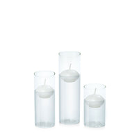 White 4cm Event Floating Candle in 5.8cm Glass Set - Med