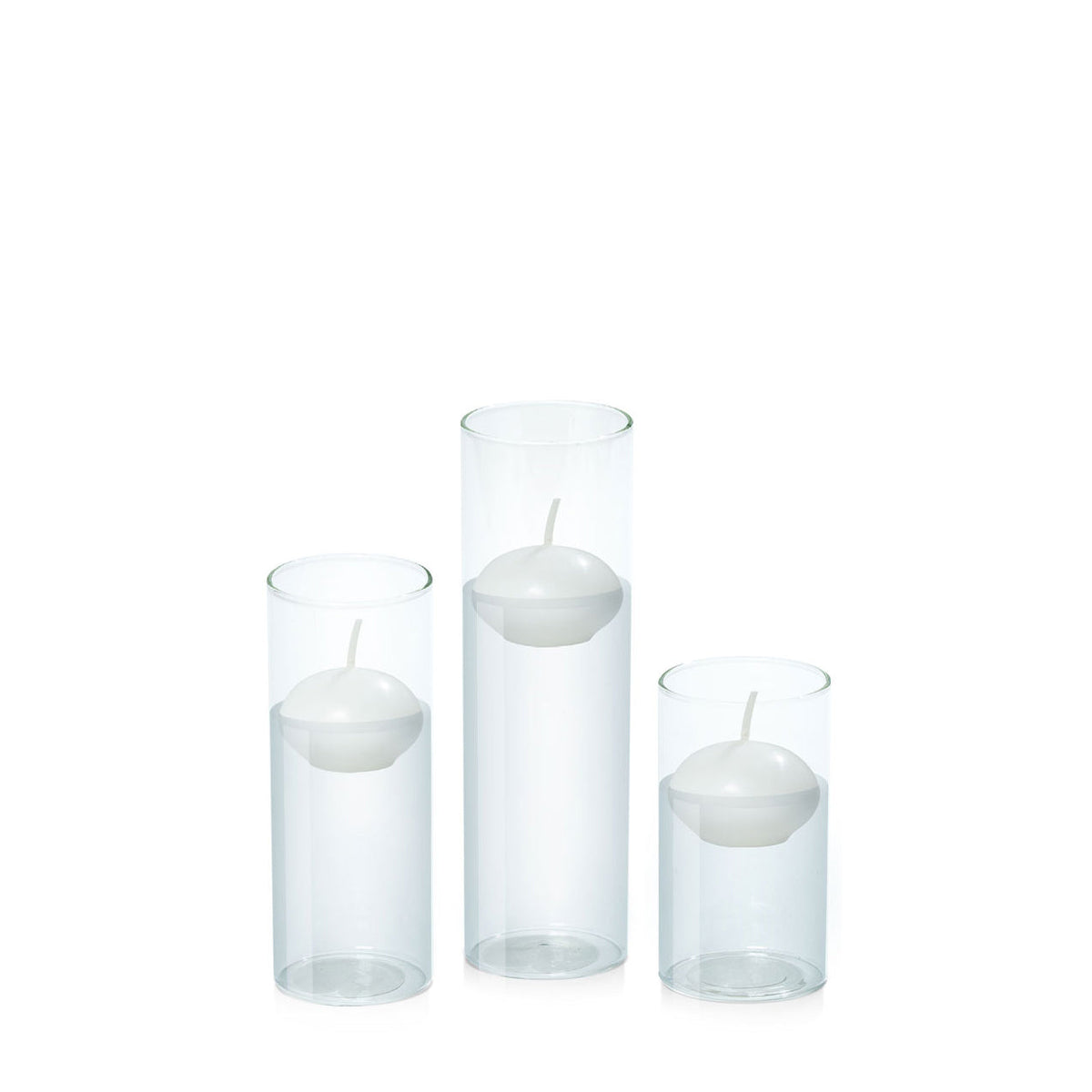 White 4cm Event Floating Candle in 5.8cm Glass, Med - Set of 6