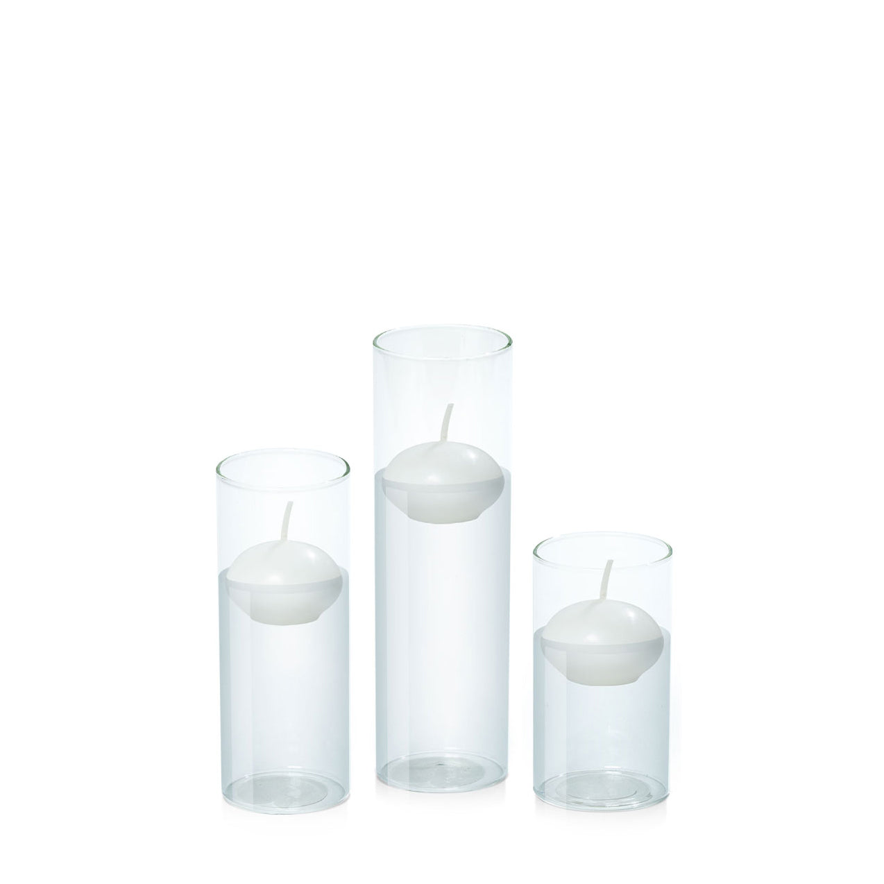 White 4cm Event Floating Candle in 5.8cm Glass, Med - Set of 6