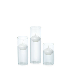 White 4cm Event Floating Candle in 5.8cm Glass, Med - Set of 6