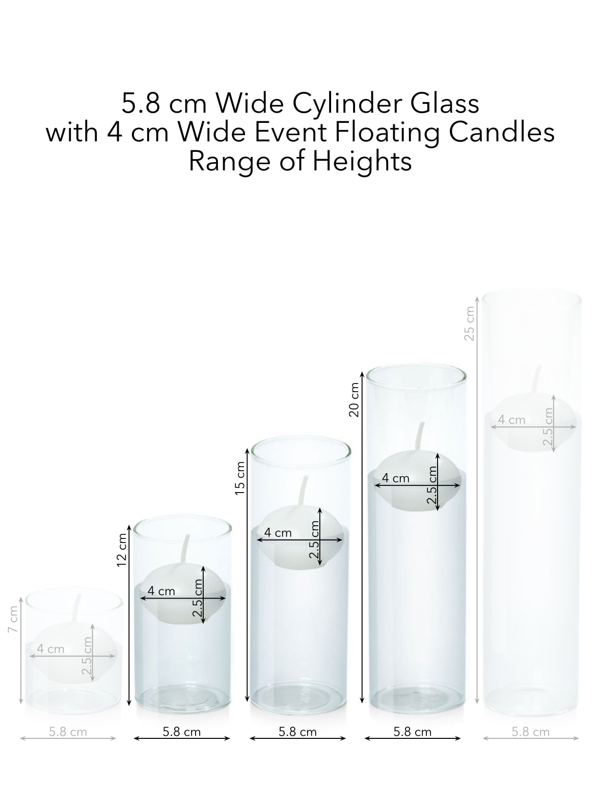 White 4cm Event Floating Candle in 5.8cm Glass, Med - Set of 6