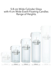 White 4cm Event Floating Candle in 5.8cm Glass, Med - Set of 6