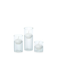 White 4cm Event Floating Candle in 5.8cm Glass Set - Sm