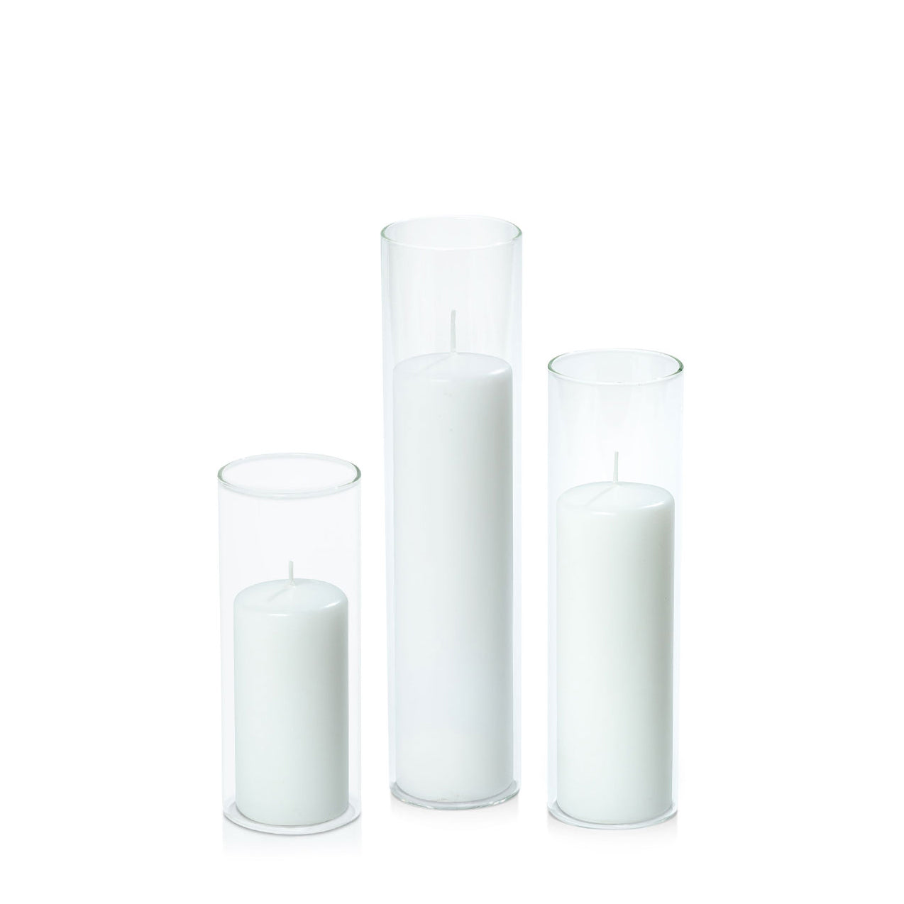 White 5cm Event Pillar in 5.8cm Glass Set - Lg Pack of 1