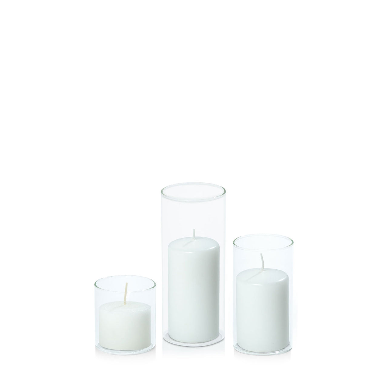 White 5cm Event Pillar in 5.8cm Glass Set - Sm Pack of 1