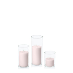 Antique Pink 5cm Pillar in 5.8cm Glass, Sm - Set of 6