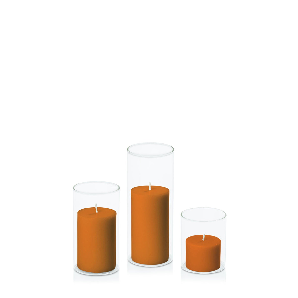 Baked Clay 5cm Pillar in 5.8cm Glass, Sm - Set of 6