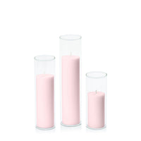 Blush Pink 5cm Pillar in 5.8cm Glass, Lg - Set of 6