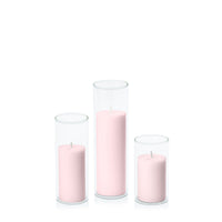 Blush Pink 5cm Pillar in 5.8cm Glass, Med - Set of 6