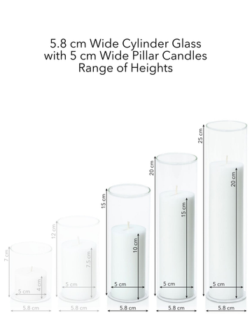 Capri 5cm Pillar in 5.8cm Glass, Lg - Set of 6