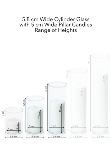 Capri 5cm Pillar in 5.8cm Glass, Sm - Set of 6