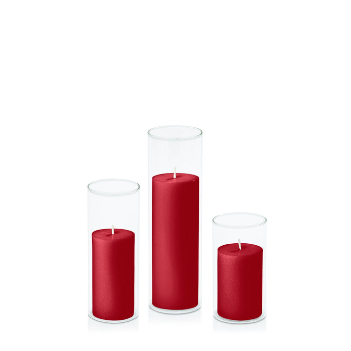 Chilli 5cm Pillar in 5.8cm Glass, Med - Set of 6