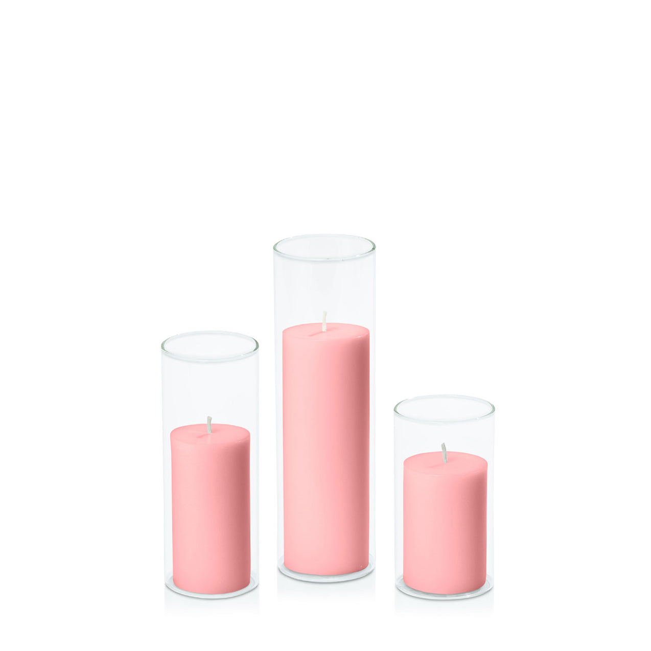 Coral Pink 5cm Pillar in 5.8cm Glass Set - Med Pack of 1