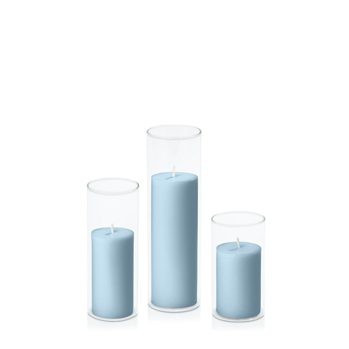French Blue 5cm Pillar in 5.8cm Glass, Med - Set of 6